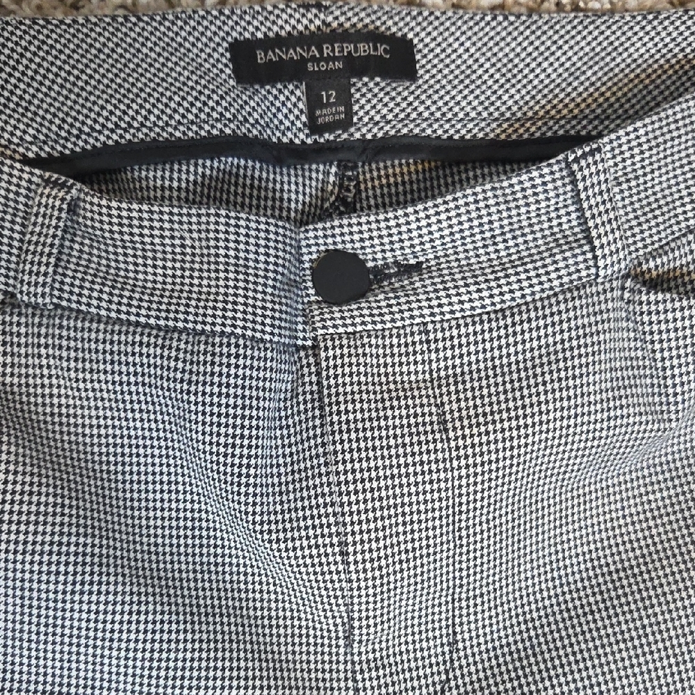 Banana Republic Women Black & White Houndstooth Wide Leg Pants Size 12
